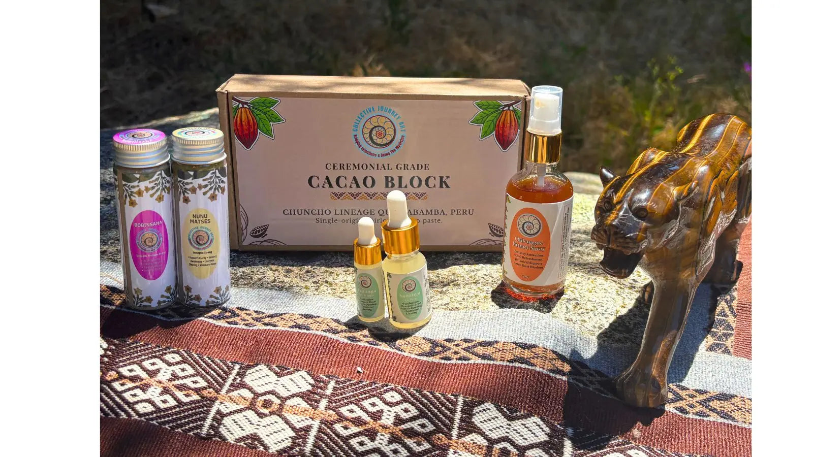 New arrivals featuring ceremonial cacao, Sananga, forest apothecary offerings, authentic hapé, and handcrafted Indigenous creations | Collective Journey Art
