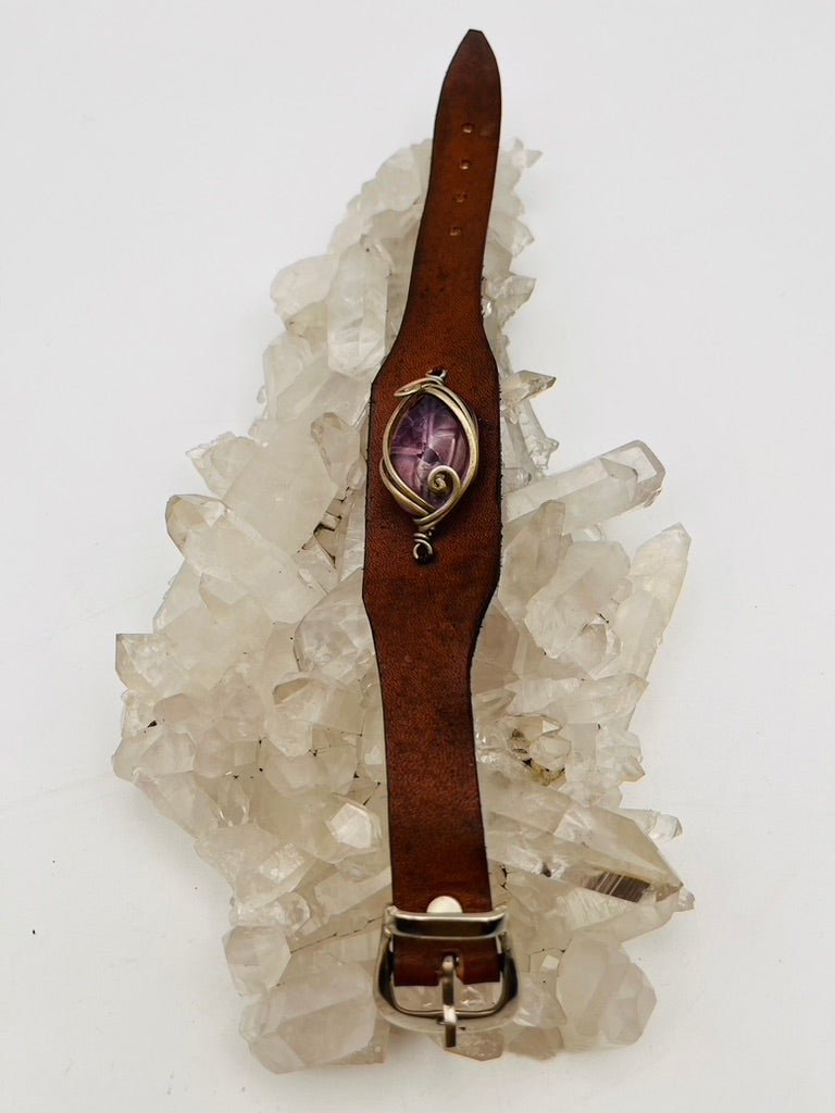 Leather Gem Buckle Bracelet by Collective Journey Art