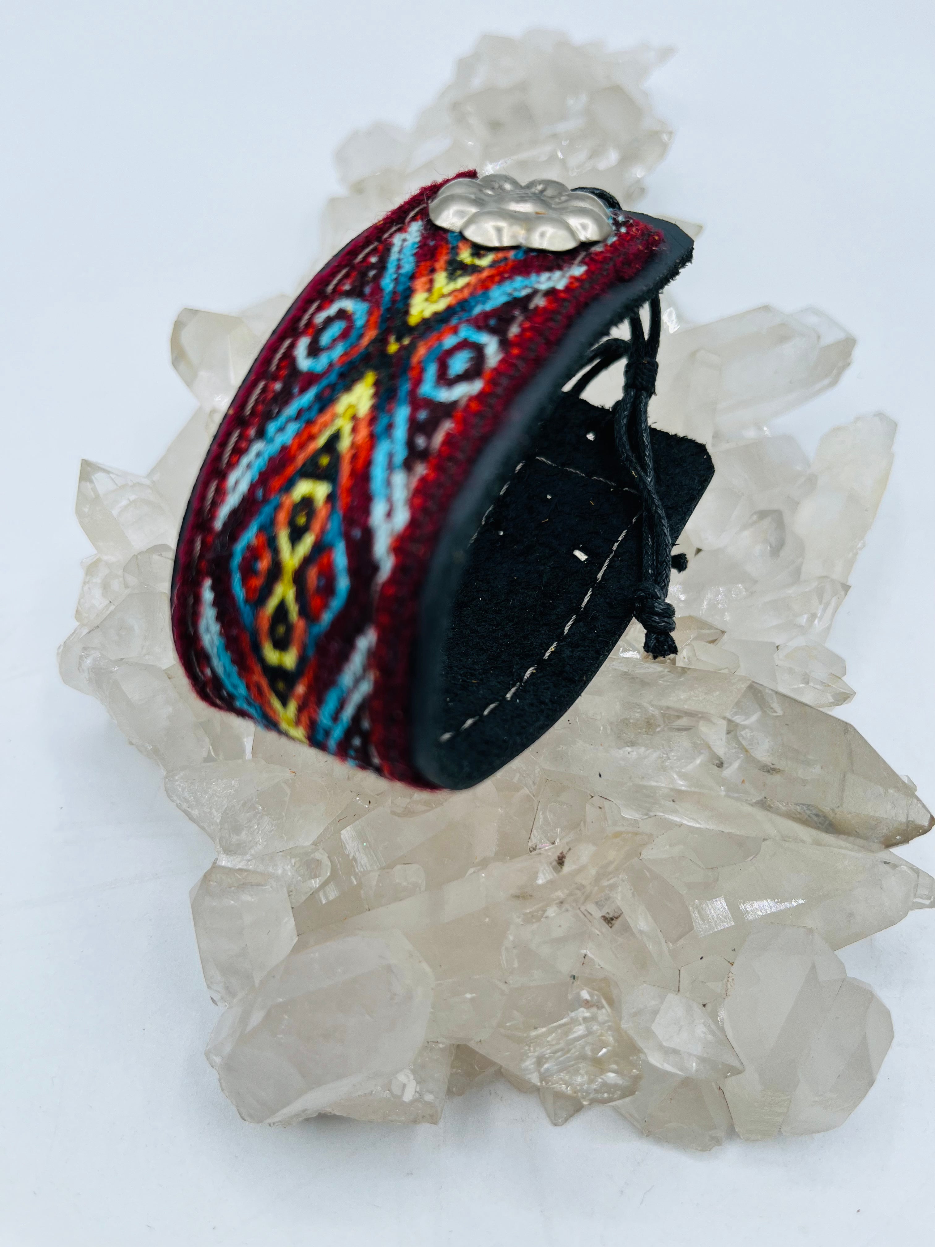 Leather Adjustable Textile Bracelet