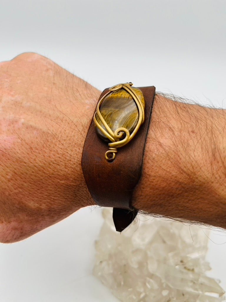 Leather Gem Buckle Bracelet by Collective Journey Art