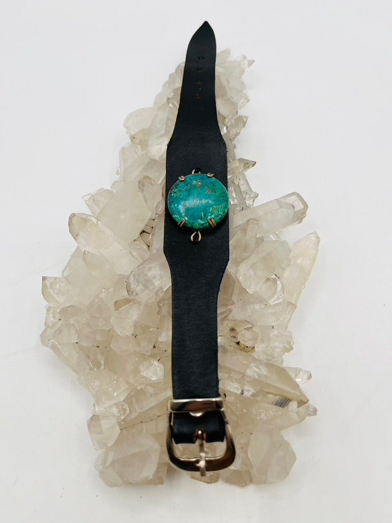 Leather Gem Buckle Bracelet by Collective Journey Art