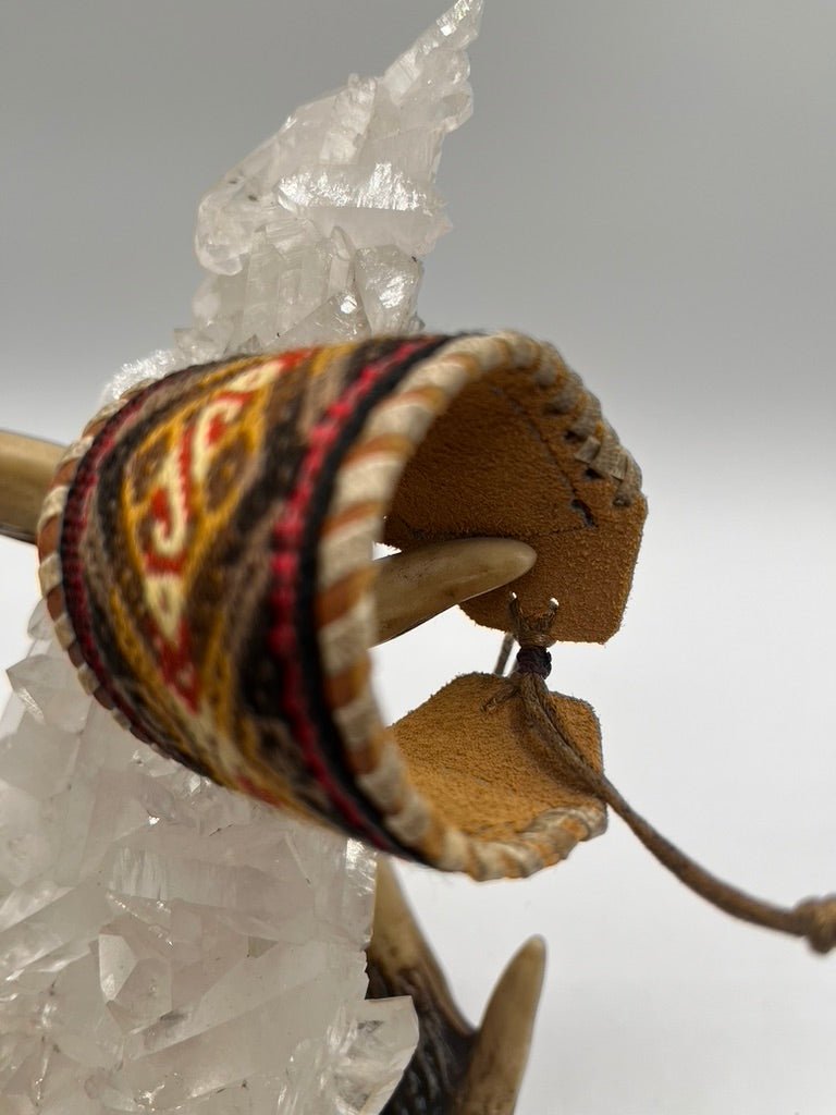 Leather Adjustable Wide Textile Bracelet by Collective Journey Art