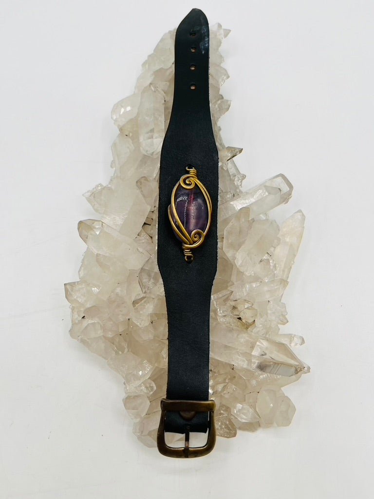 Leather Gem Buckle Bracelet by Collective Journey Art