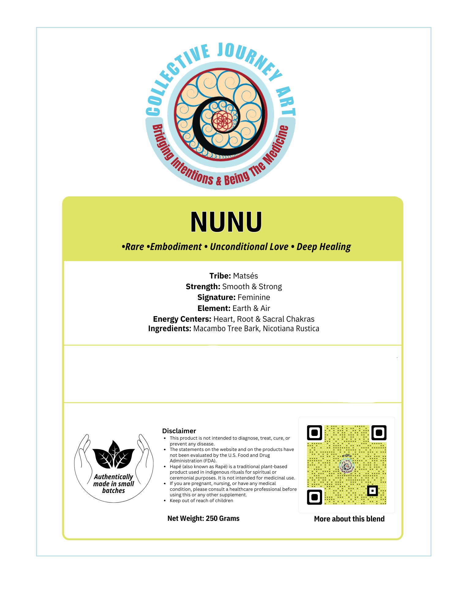 Hapé NUNU Authentic Rapé by Collective Journey Art