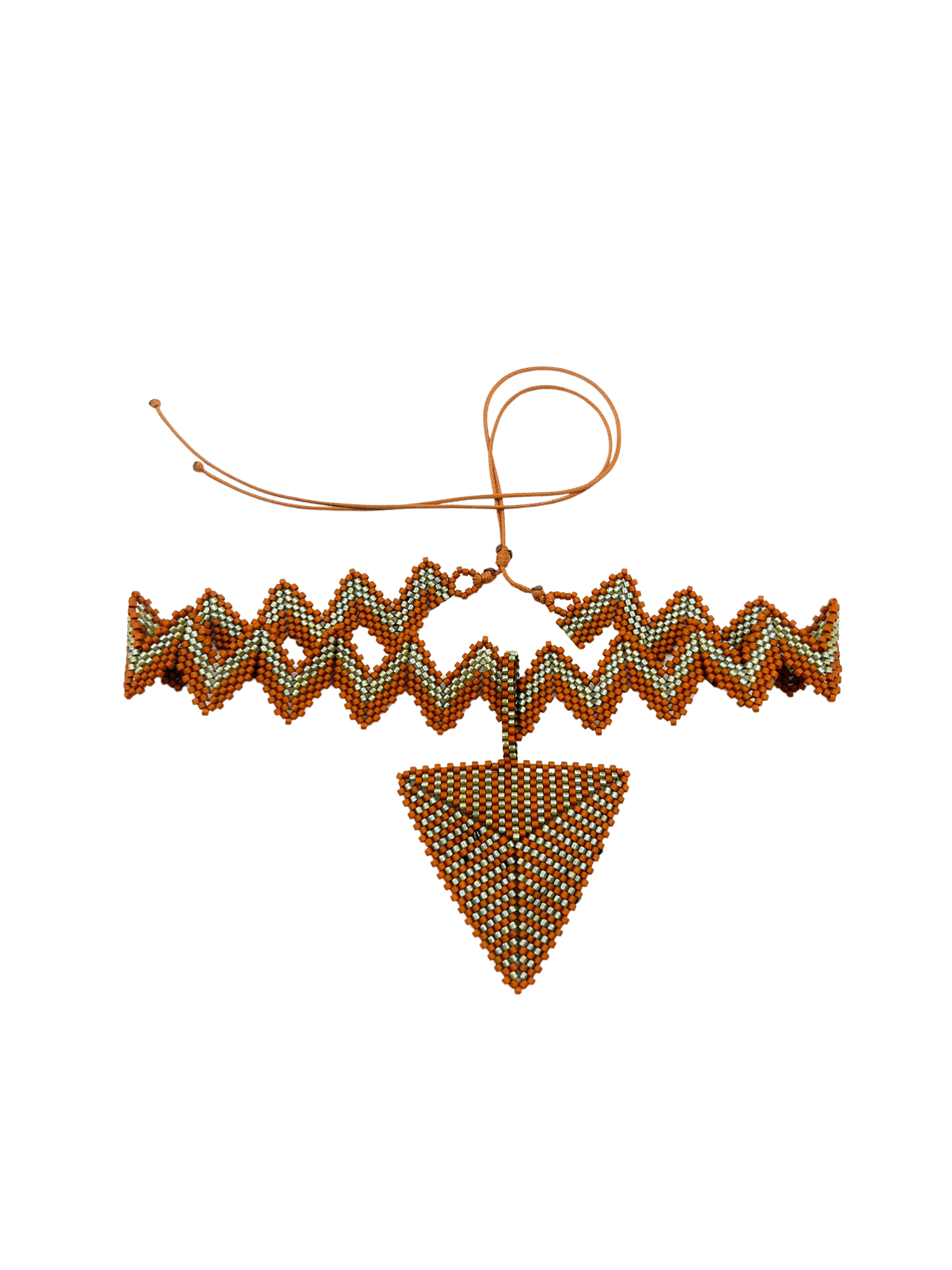 Crown Pyramid Pendant Adornment in handcrafted in Guatemala with Japanese Miyuki beadwork
