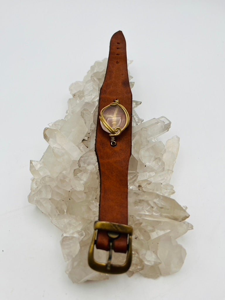 Leather Gem Buckle Bracelet by Collective Journey Art