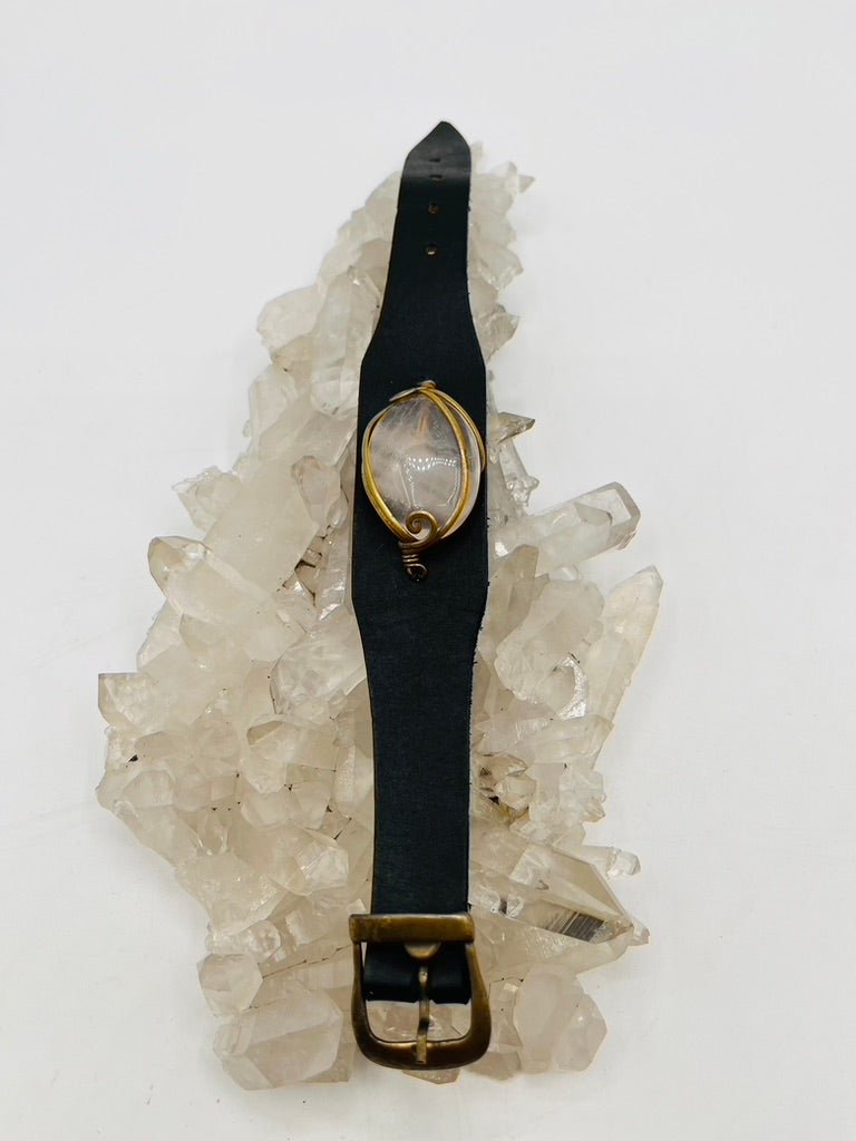 Leather Gem Buckle Bracelet by Collective Journey Art