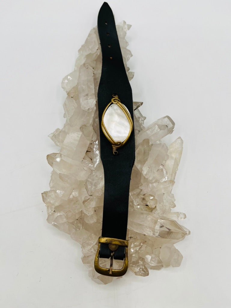 Leather Gem Buckle Bracelet by Collective Journey Art