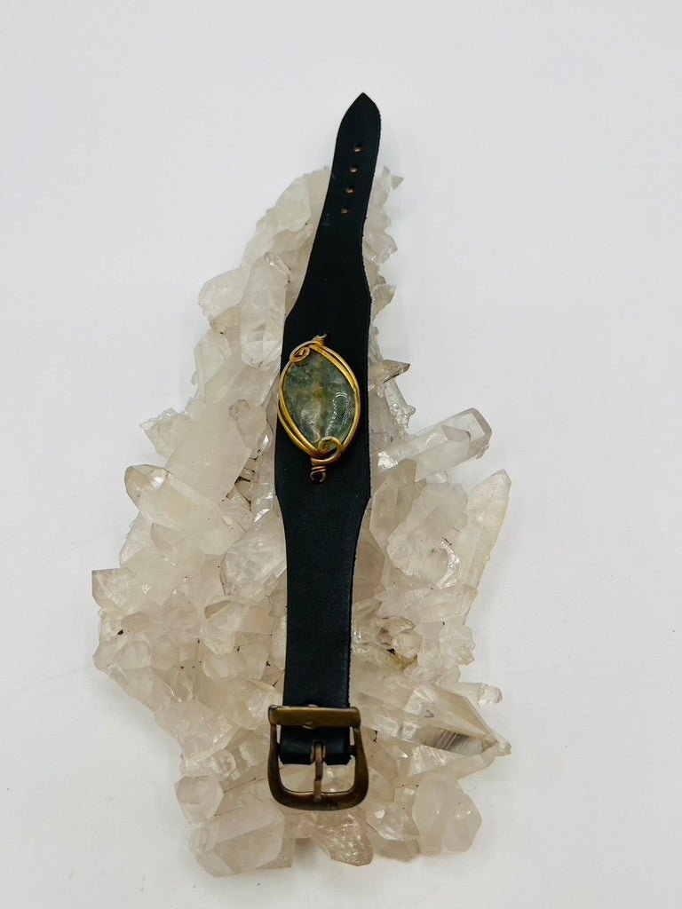 Leather Gem Buckle Bracelet by Collective Journey Art