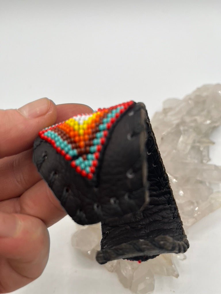 Beaded & Bendable Leather Cuff by Collective Journey Art