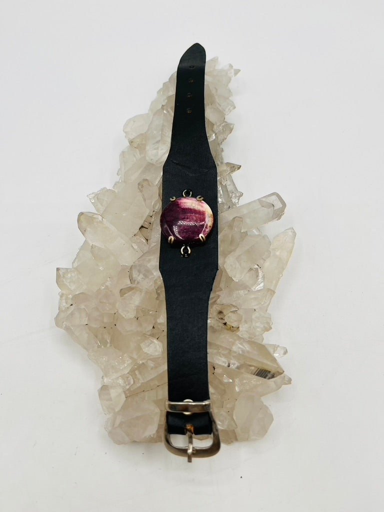 Leather Gem Buckle Bracelet by Collective Journey Art