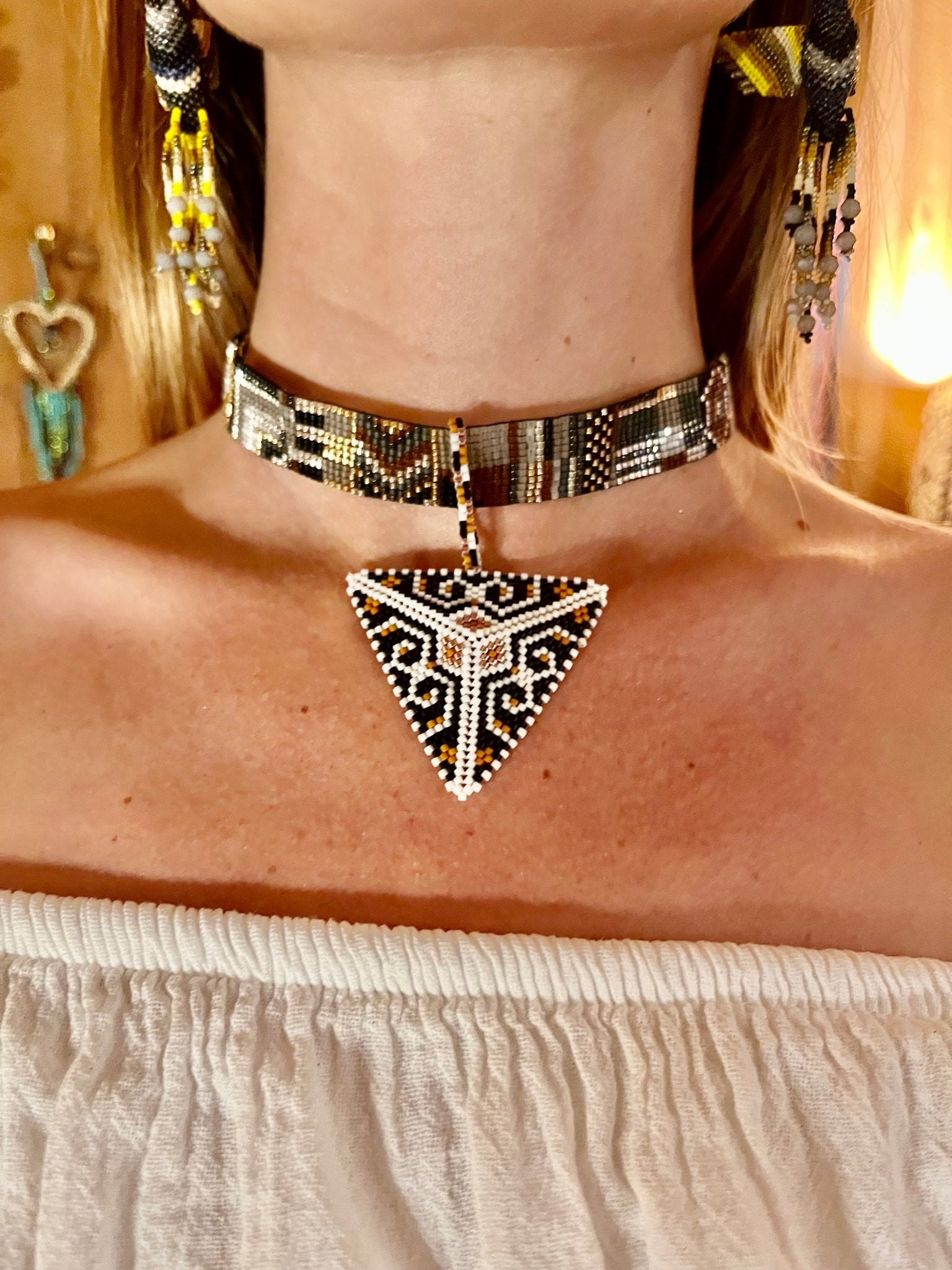 Pyramid Pendant Choker/Headpiece - 12 line by Collective Journey Art