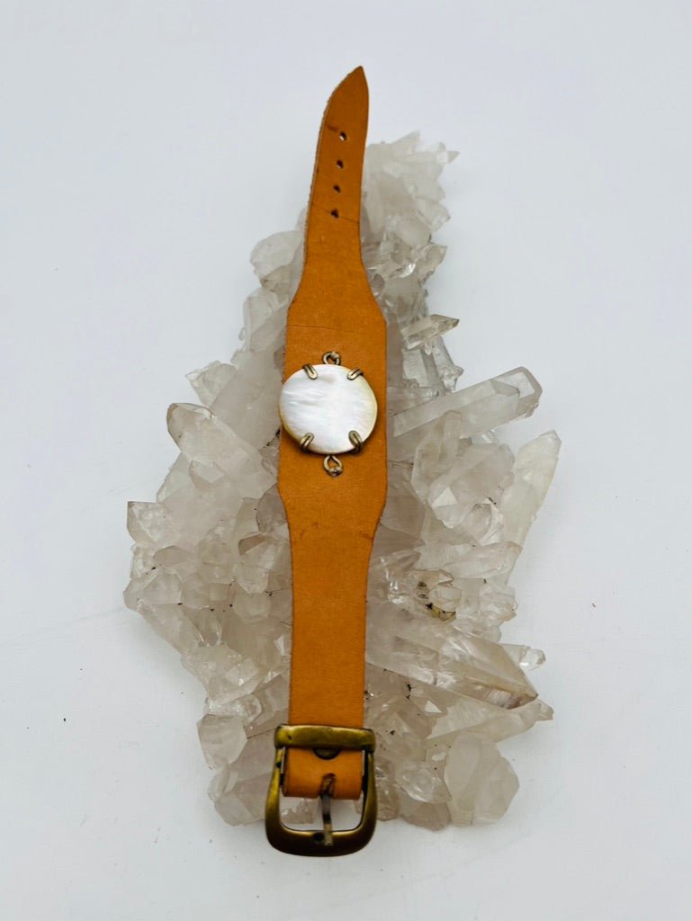 Leather Gem Buckle Bracelet by Collective Journey Art