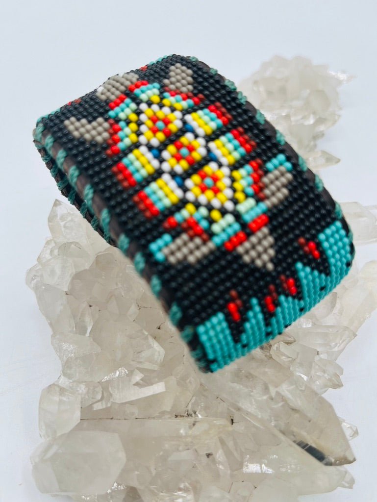 Beaded & Bendable Leather Cuff by Collective Journey Art
