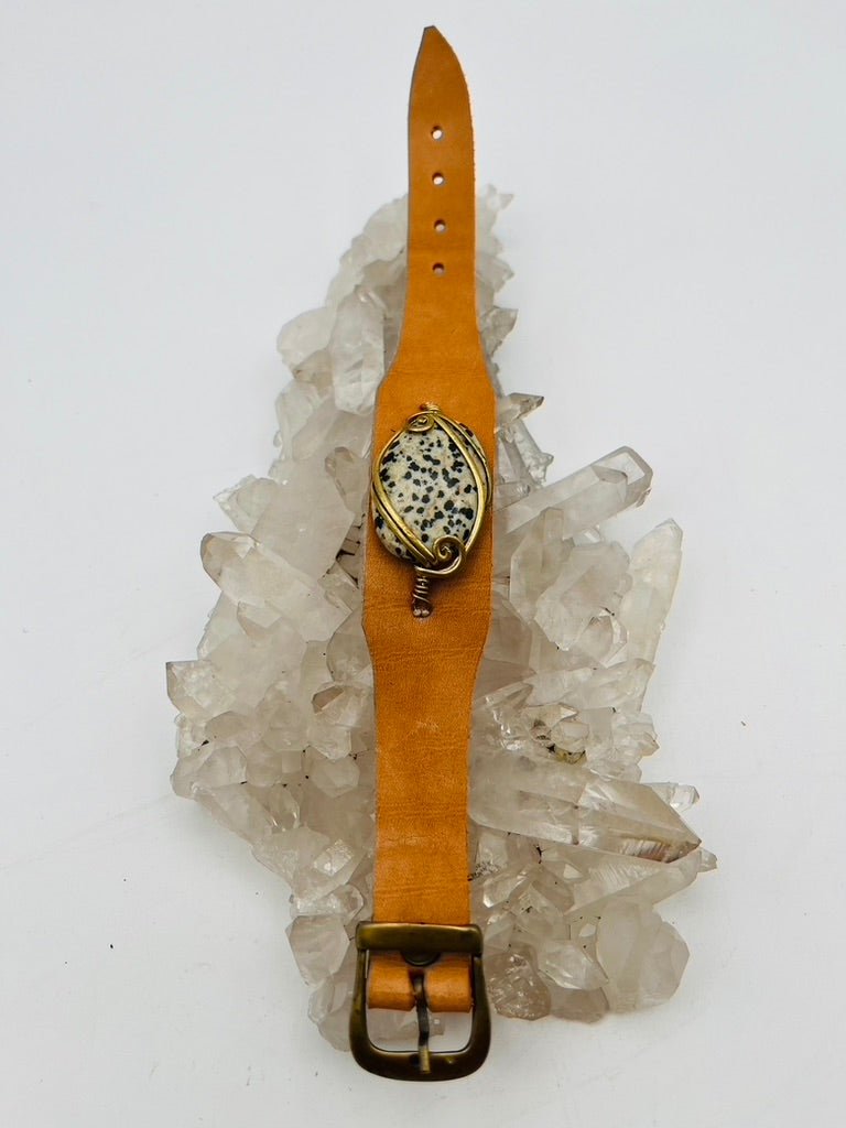 Leather Gem Buckle Bracelet by Collective Journey Art