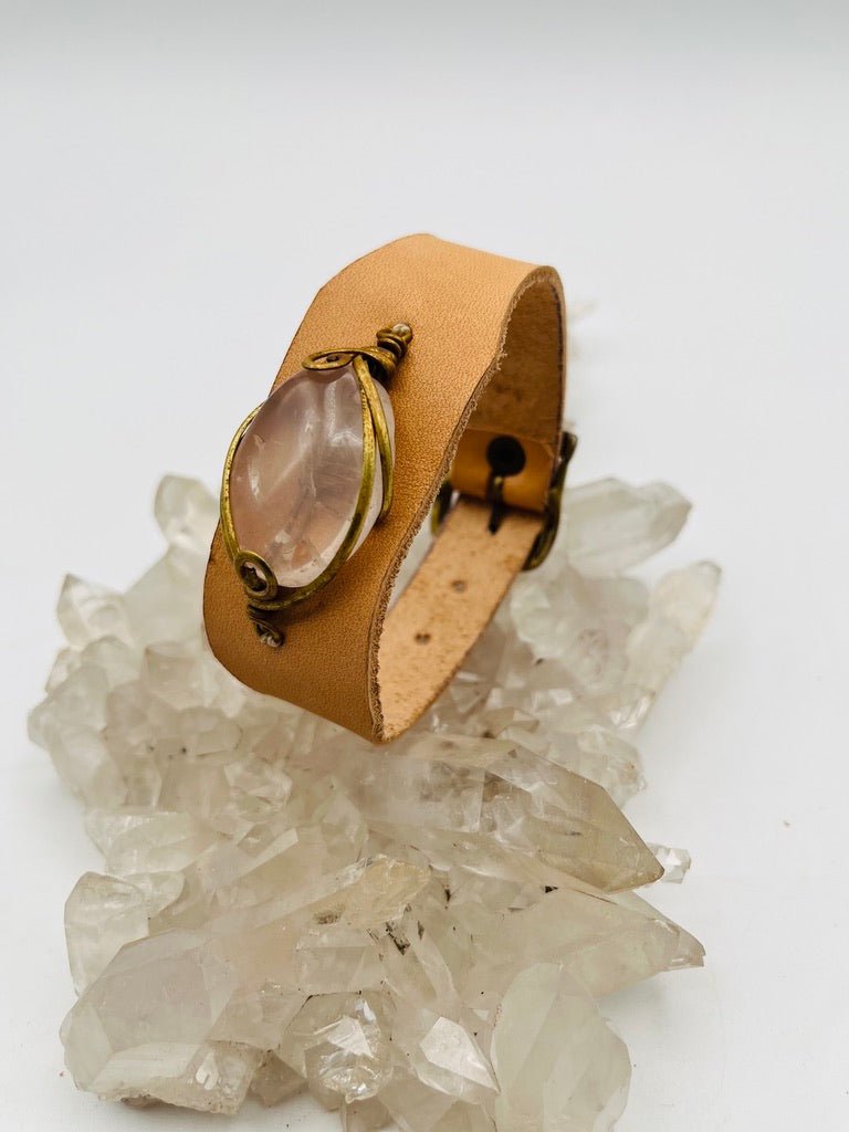 Leather Gem Buckle Bracelet by Collective Journey Art