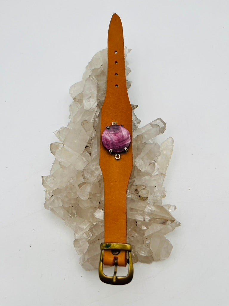 Leather Gem Buckle Bracelet by Collective Journey Art