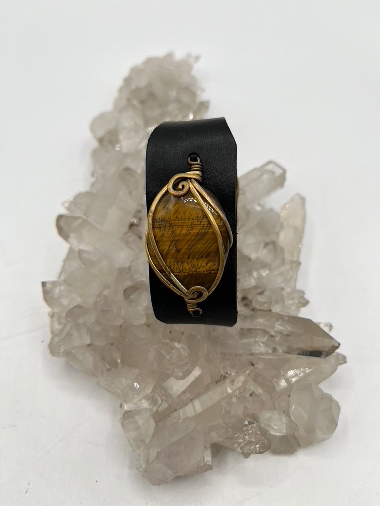 Leather Gem Buckle Bracelet by Collective Journey Art