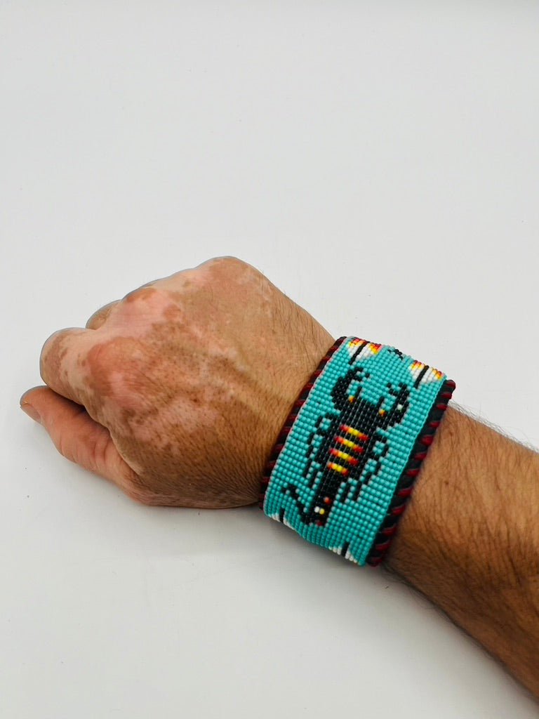 Beaded & Bendable Leather Cuff by Collective Journey Art