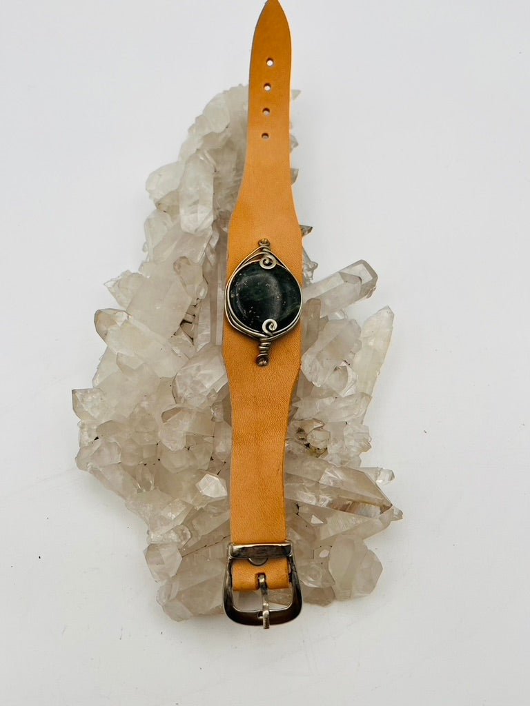 Leather Gem Buckle Bracelet by Collective Journey Art