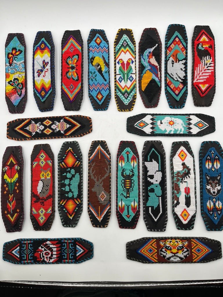 Beaded & Bendable Leather Cuff by Collective Journey Art