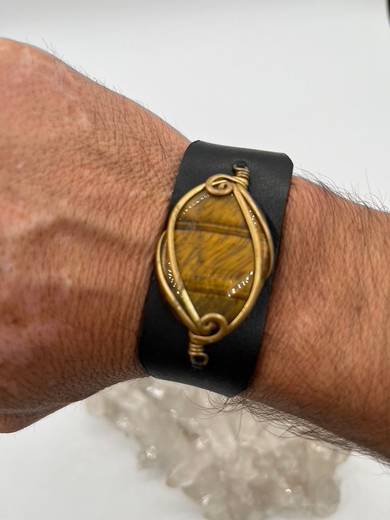 Leather Gem Buckle Bracelet by Collective Journey Art