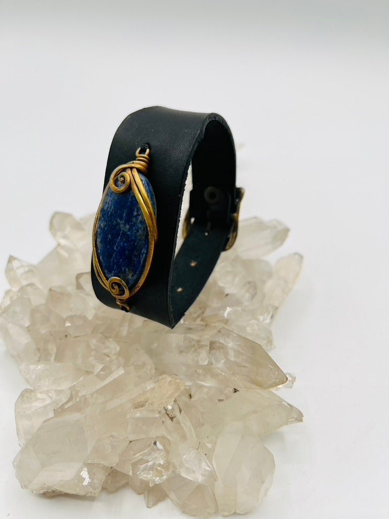 Leather Gem Buckle Bracelet by Collective Journey Art