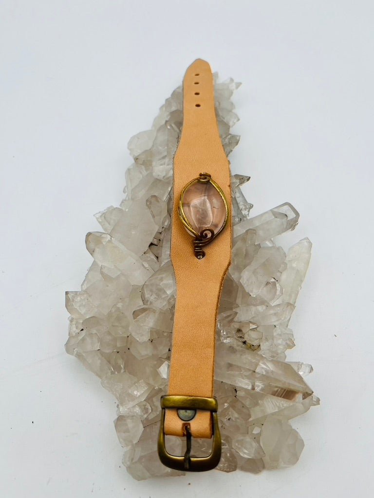 Leather Gem Buckle Bracelet by Collective Journey Art