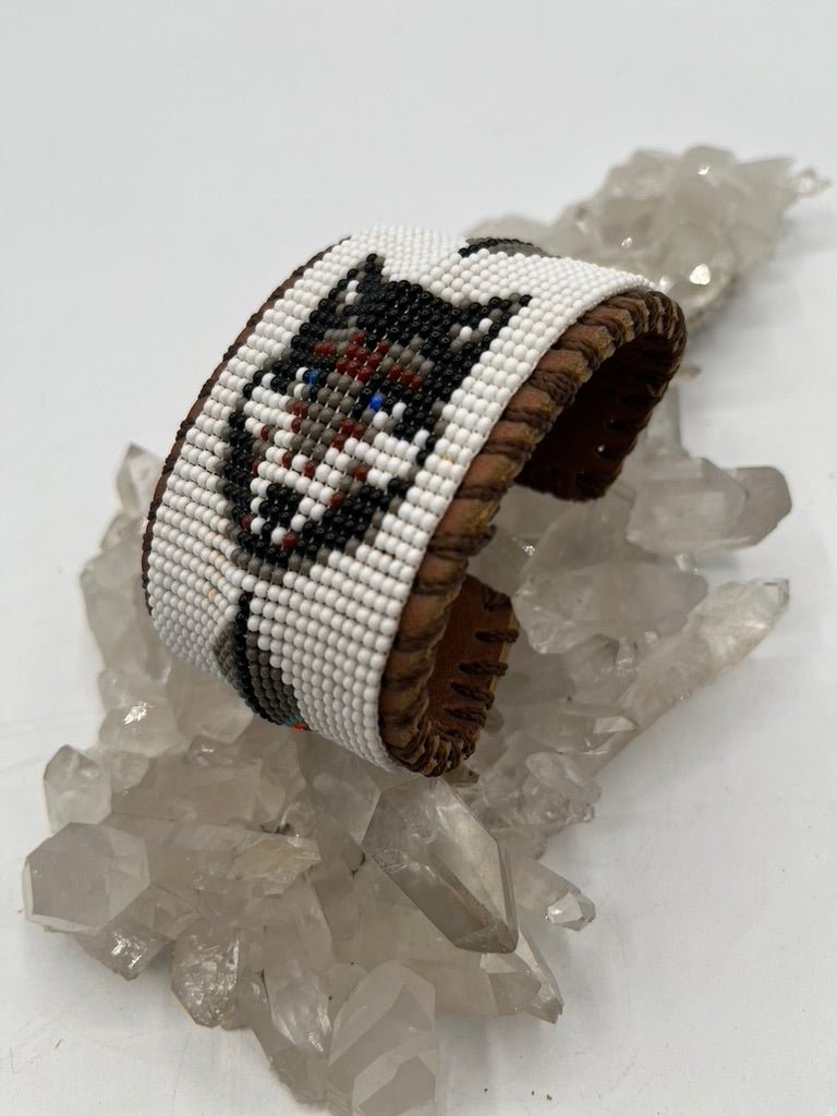 Beaded & Bendable Leather Cuff by Collective Journey Art