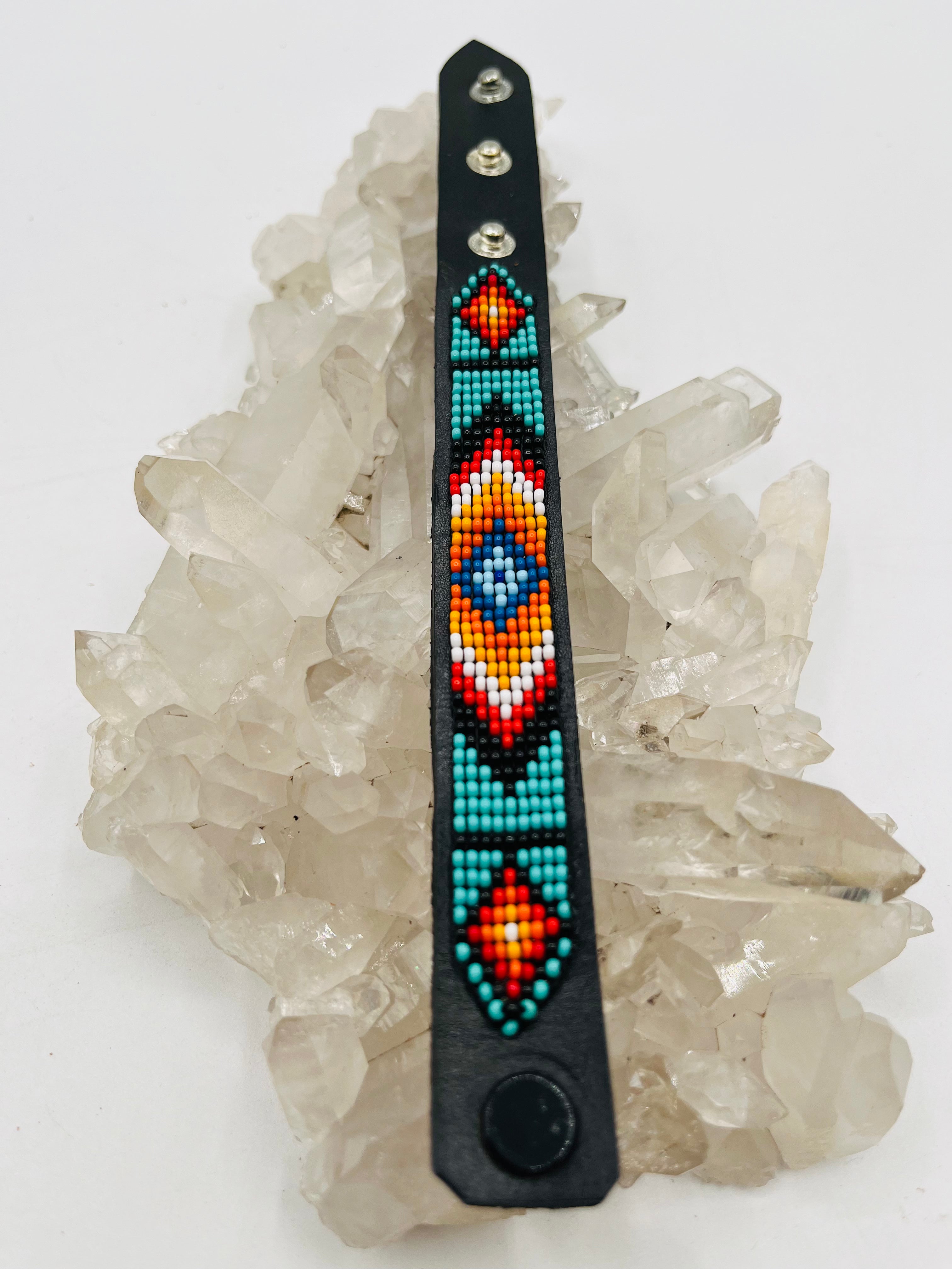 Leather Beaded Snap Bracelet