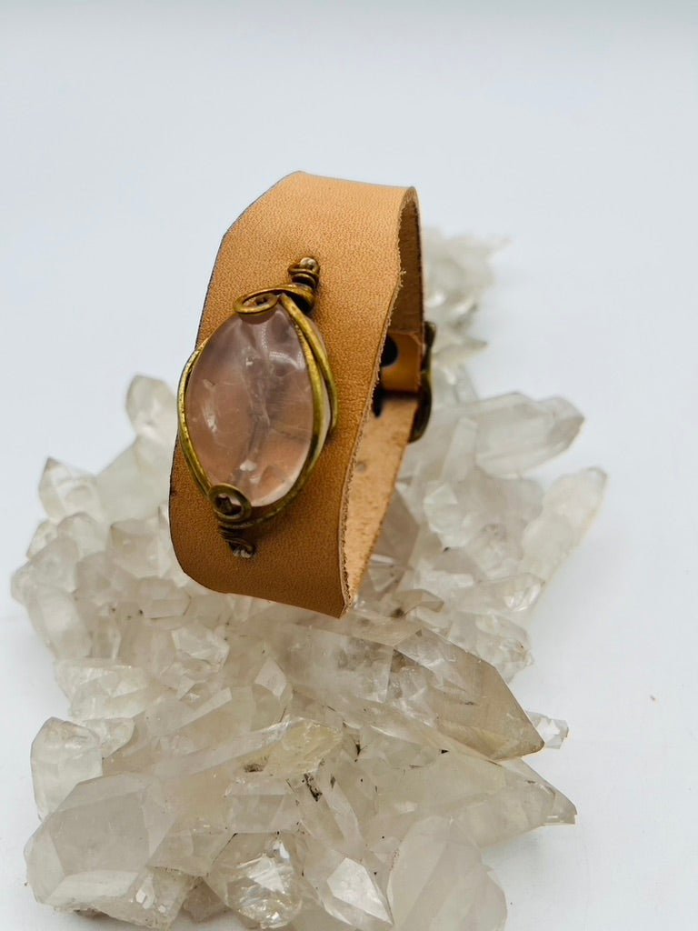 Leather Gem Buckle Bracelet by Collective Journey Art