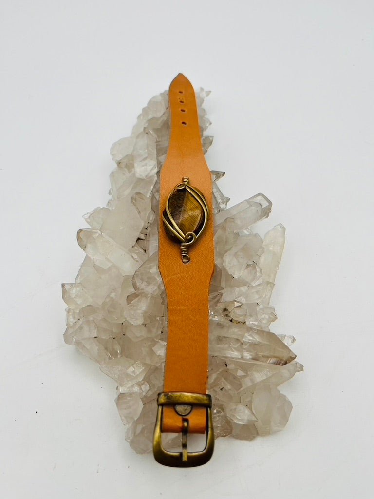 Leather Gem Buckle Bracelet by Collective Journey Art