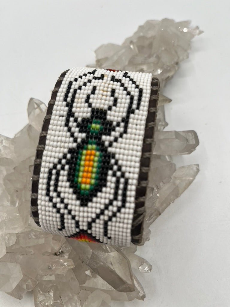 Beaded & Bendable Leather Cuff by Collective Journey Art