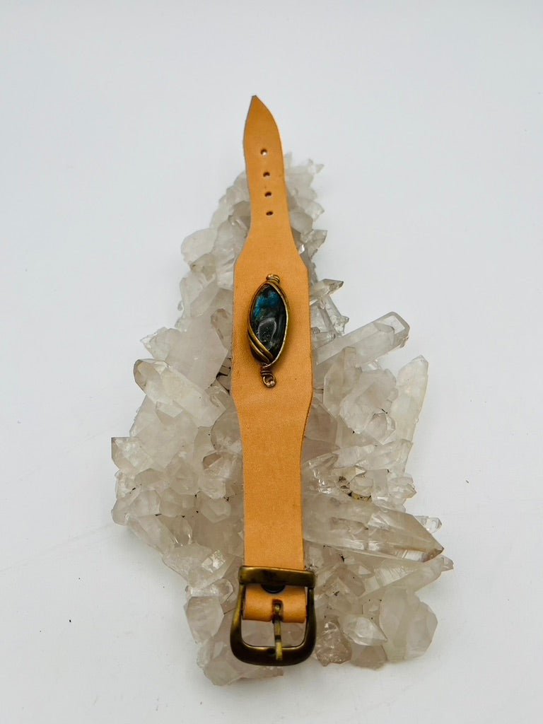 Leather Gem Buckle Bracelet by Collective Journey Art
