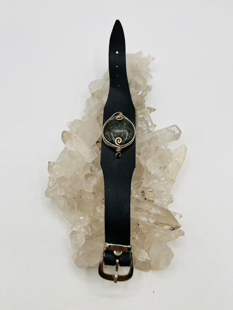 Leather Gem Buckle Bracelet by Collective Journey Art