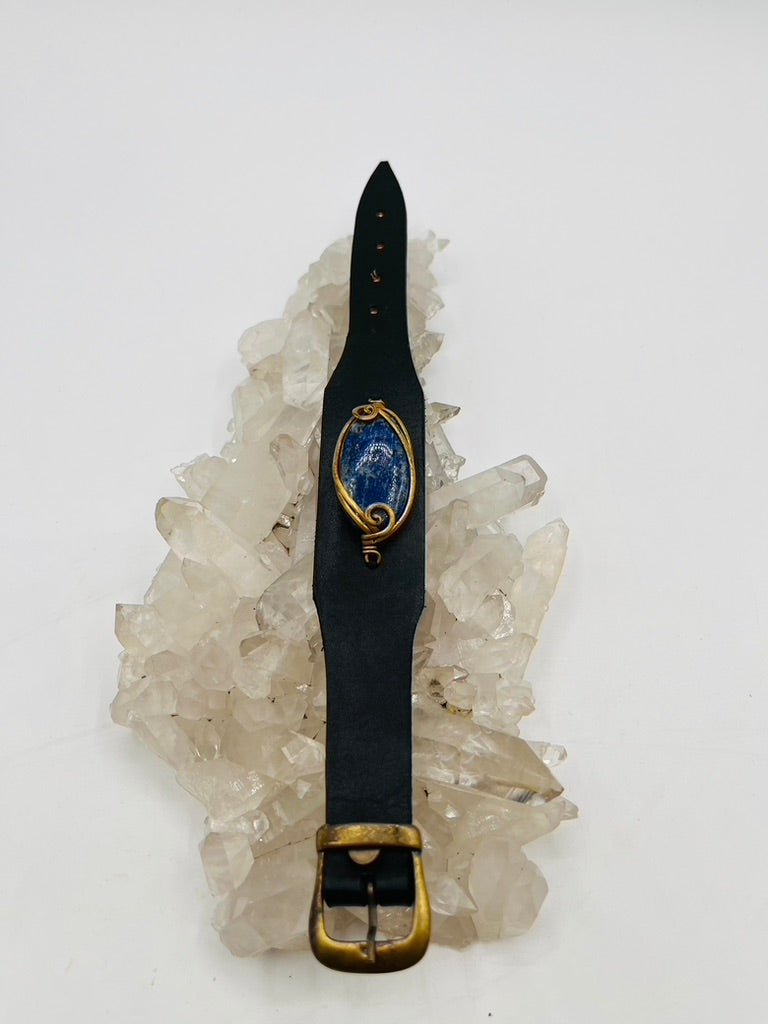 Leather Gem Buckle Bracelet by Collective Journey Art