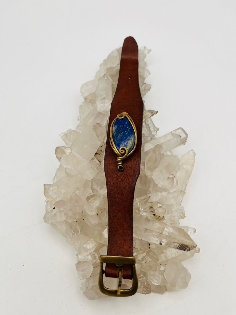 Leather Gem Buckle Bracelet by Collective Journey Art