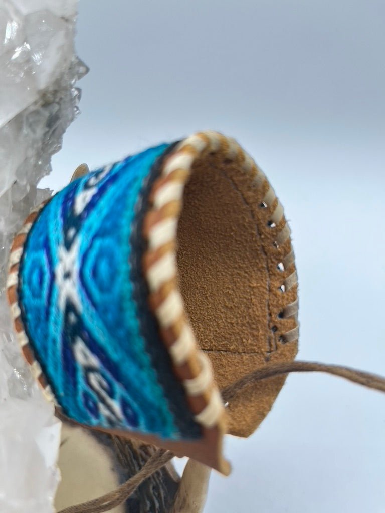 Leather Adjustable Wide Textile Bracelet by Collective Journey Art