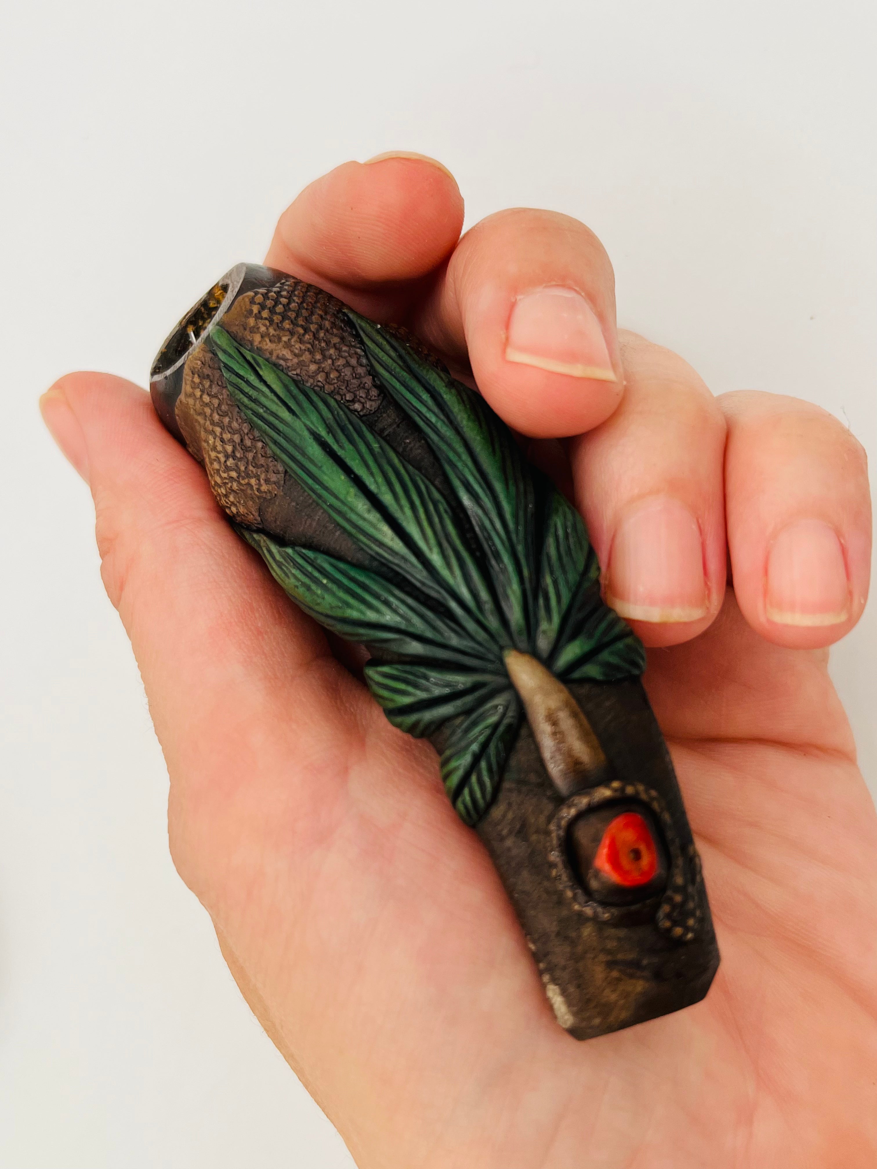 Handcrafted Goat Horn & Tagua Smoke Pipe