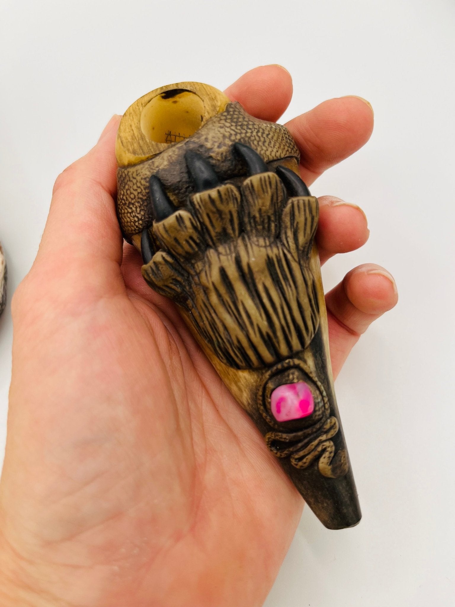Tagua Seed Head - Bull Horn Pipe by Collective Journey Art