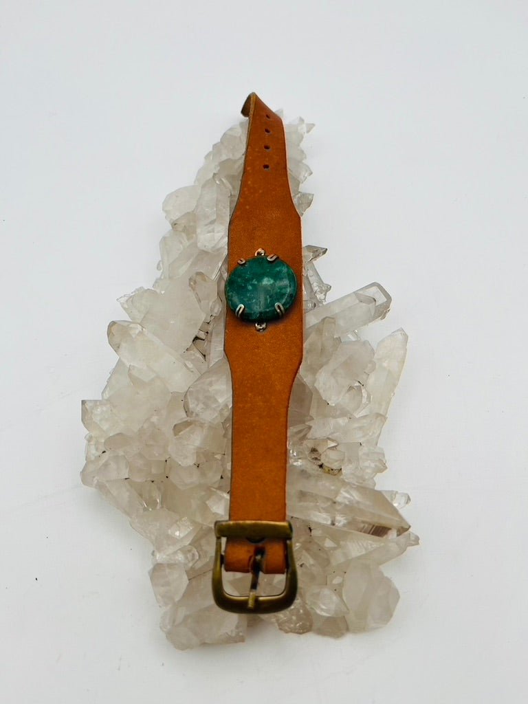 Leather Gem Buckle Bracelet by Collective Journey Art