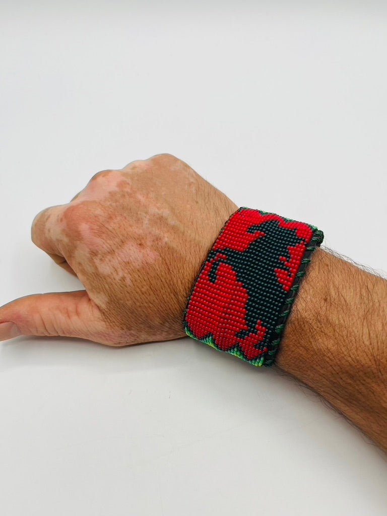 Beaded & Bendable Leather Cuff by Collective Journey Art