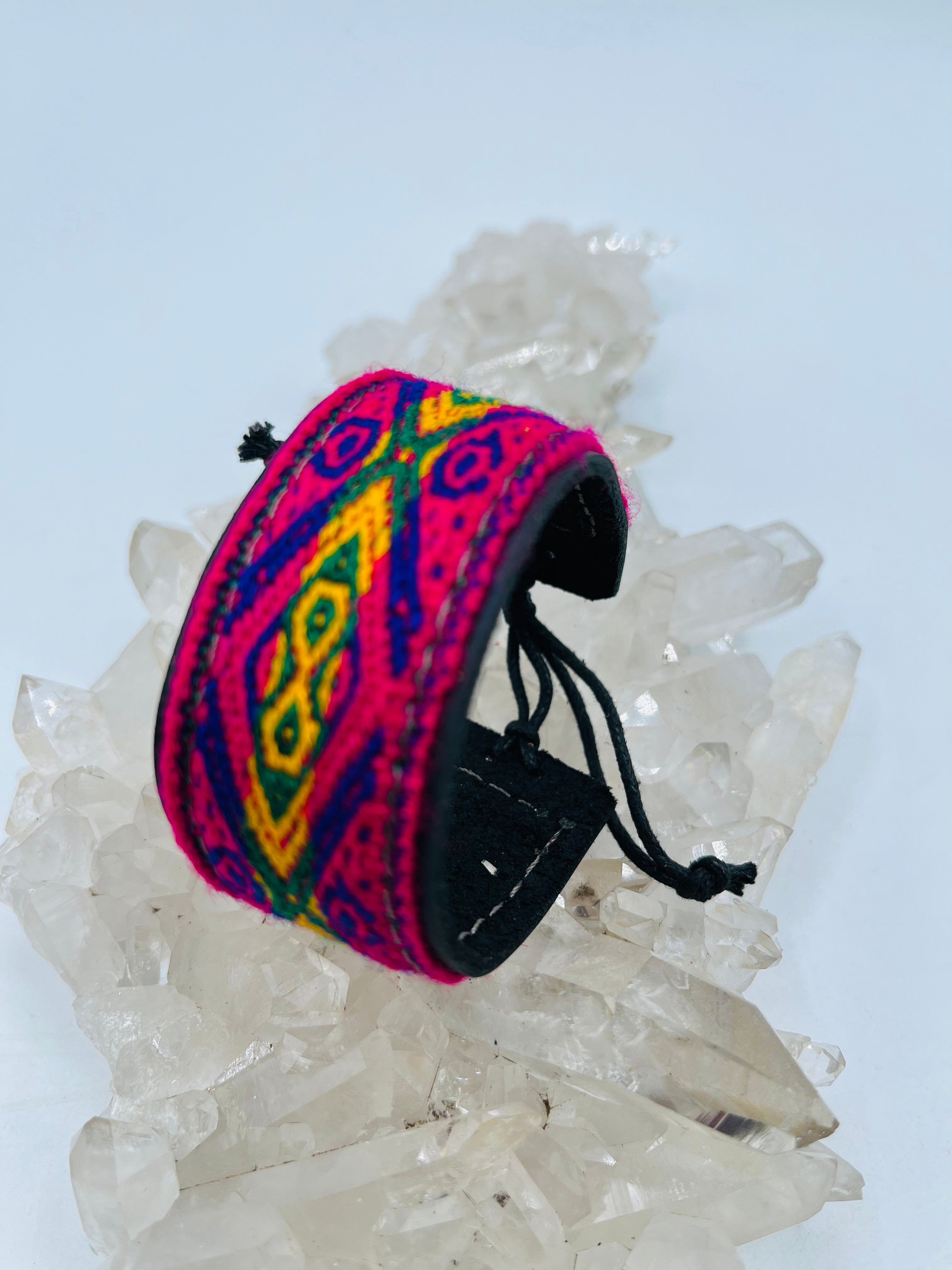 Leather Adjustable Textile Bracelet