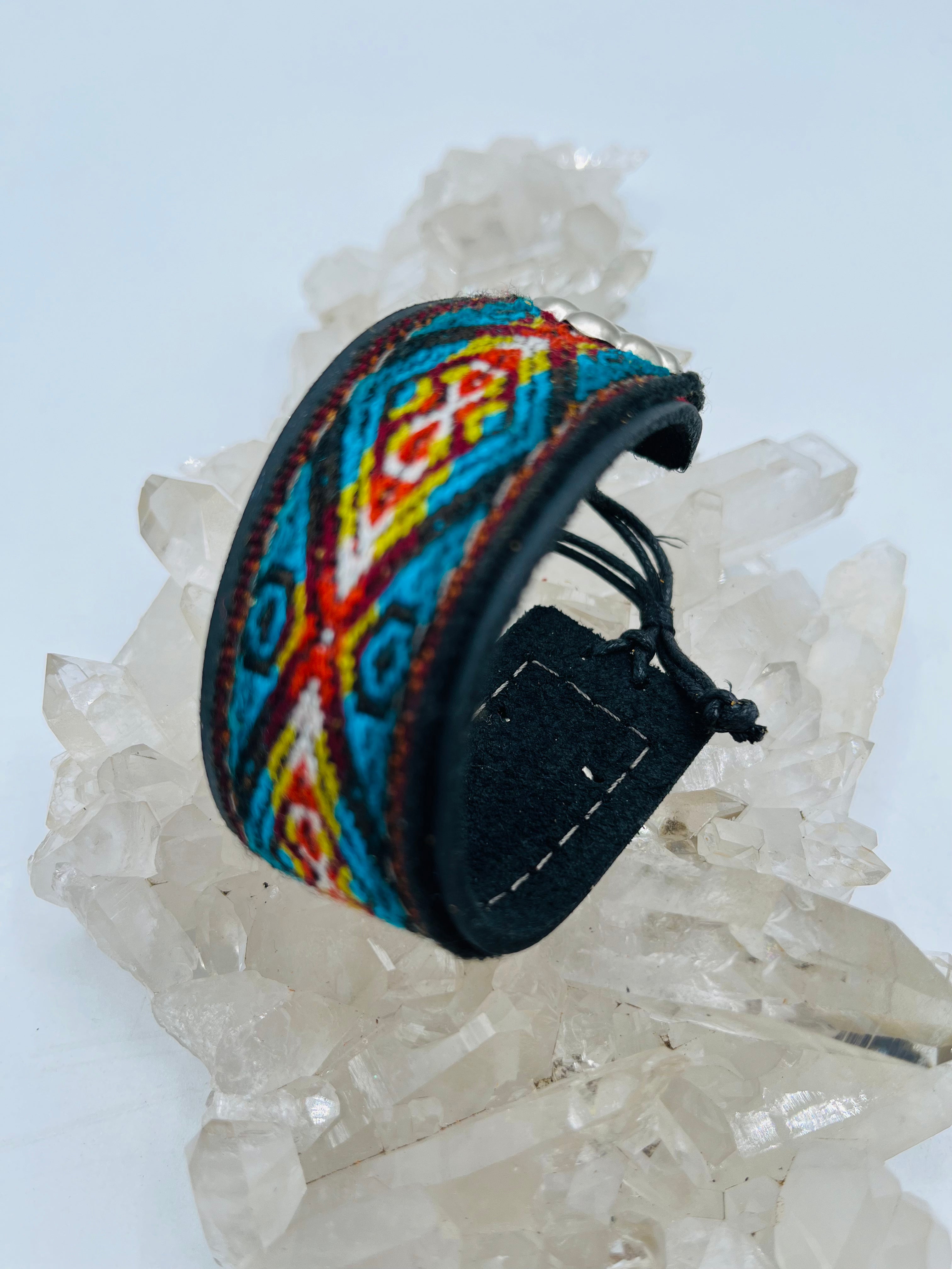 Leather Adjustable Textile Bracelet
