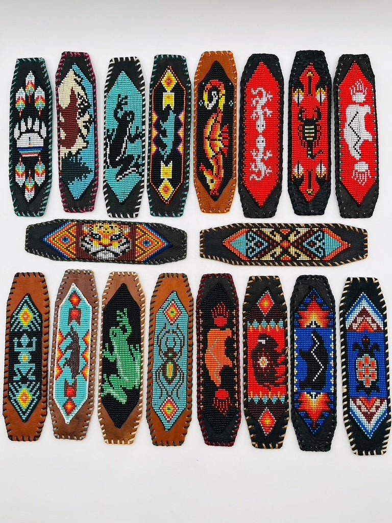 Beaded & Bendable Leather Cuff by Collective Journey Art