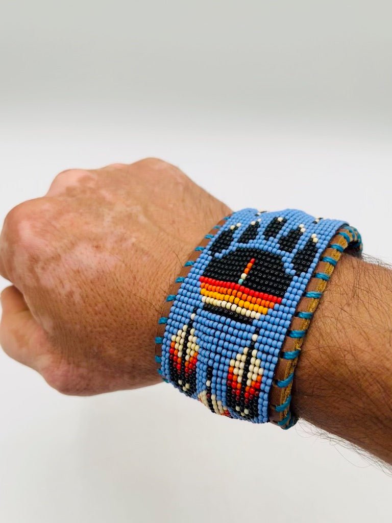 Beaded & Bendable Leather Cuff by Collective Journey Art
