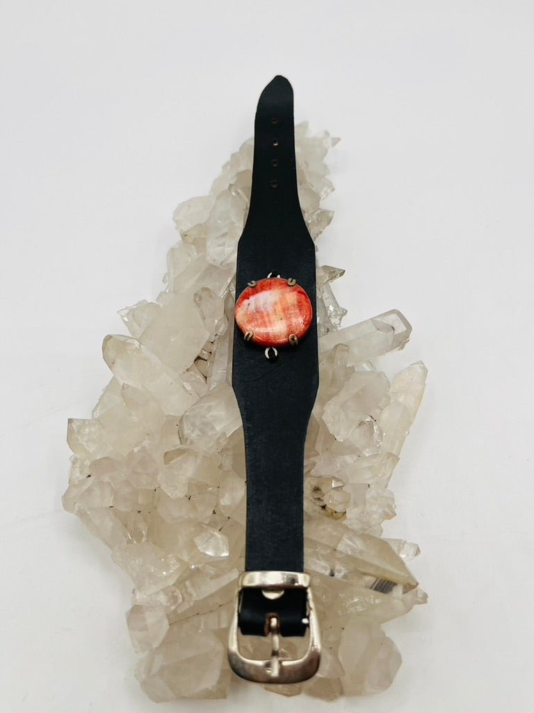 Leather Gem Buckle Bracelet by Collective Journey Art
