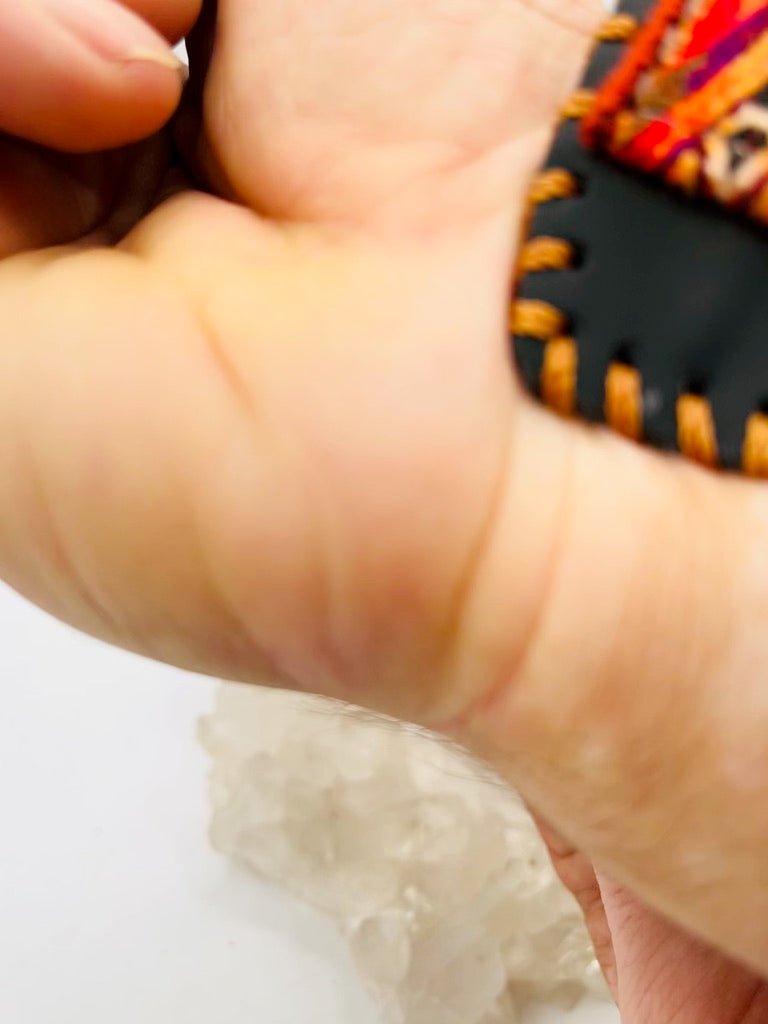 Handwoven Textile - Leather Bendable Cuff by Collective Journey Art