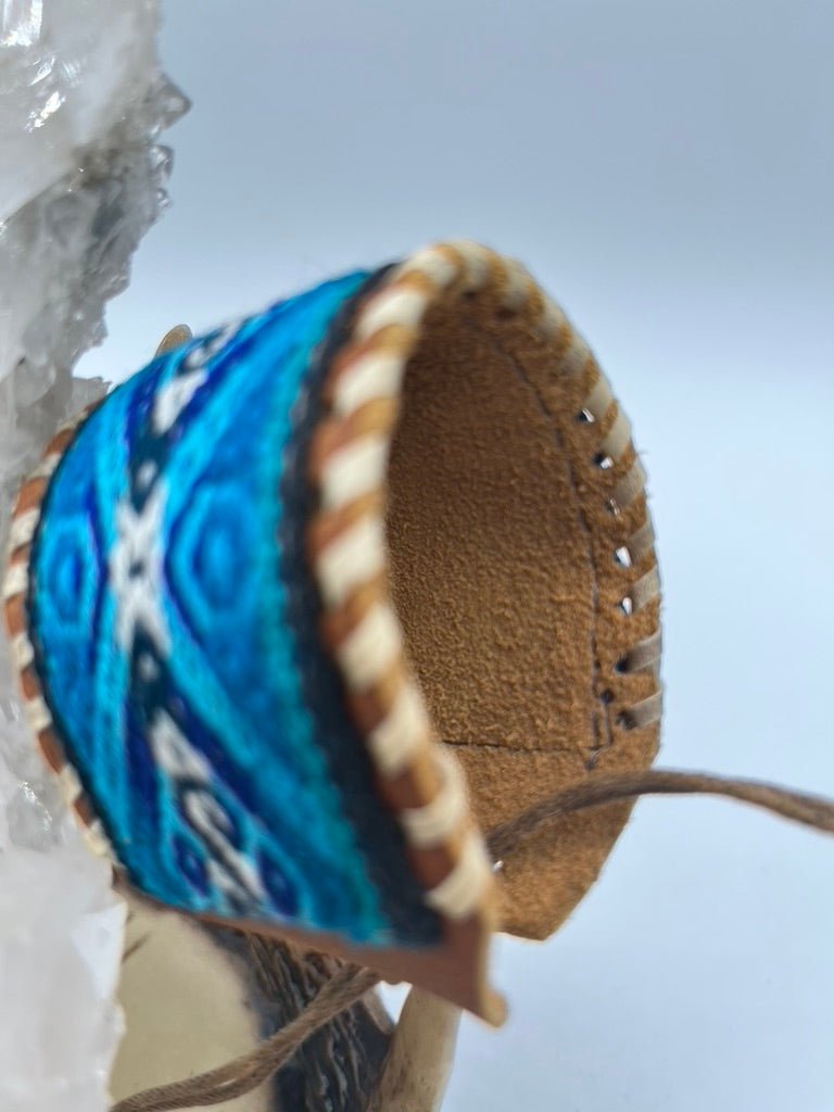 Leather Adjustable Wide Textile Bracelet by Collective Journey Art