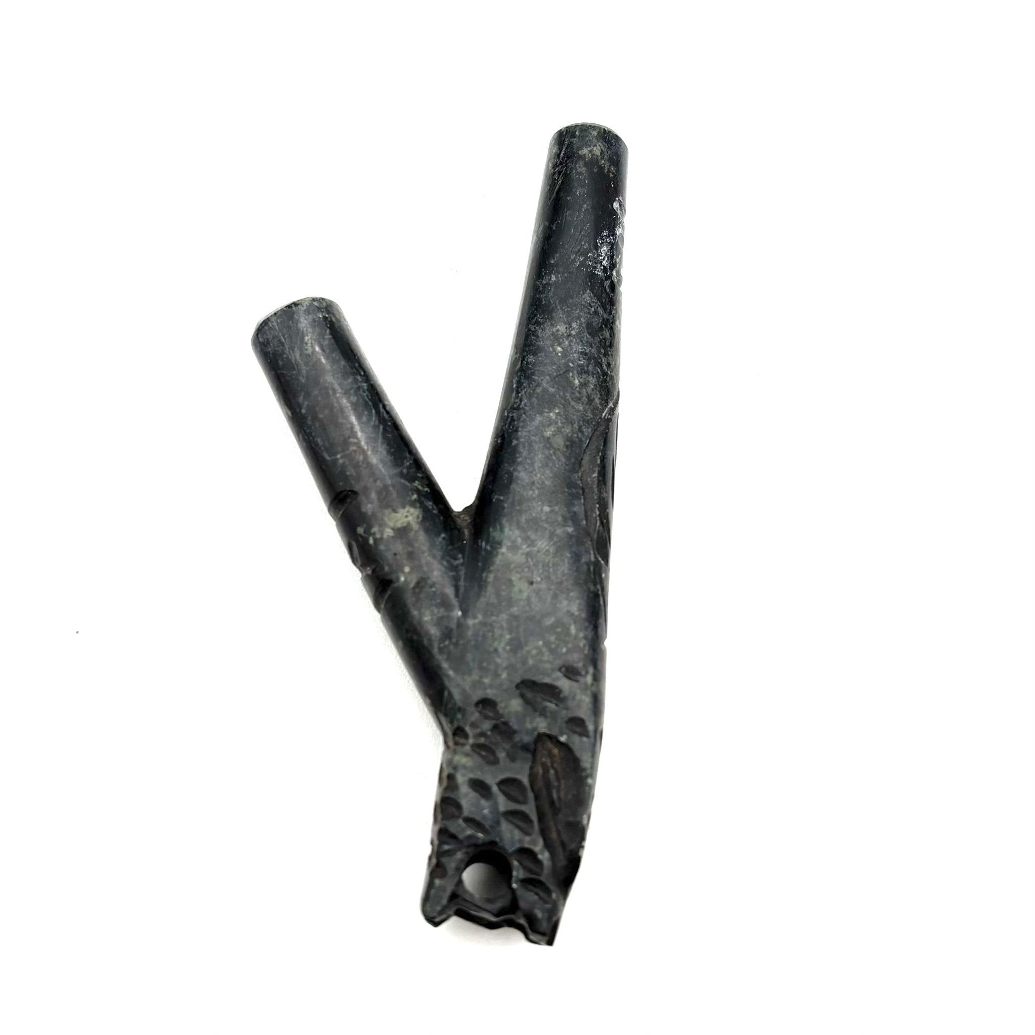 Black Serpentine Stone Kuripe - Self Hapé Applicator by Collective Journey Art